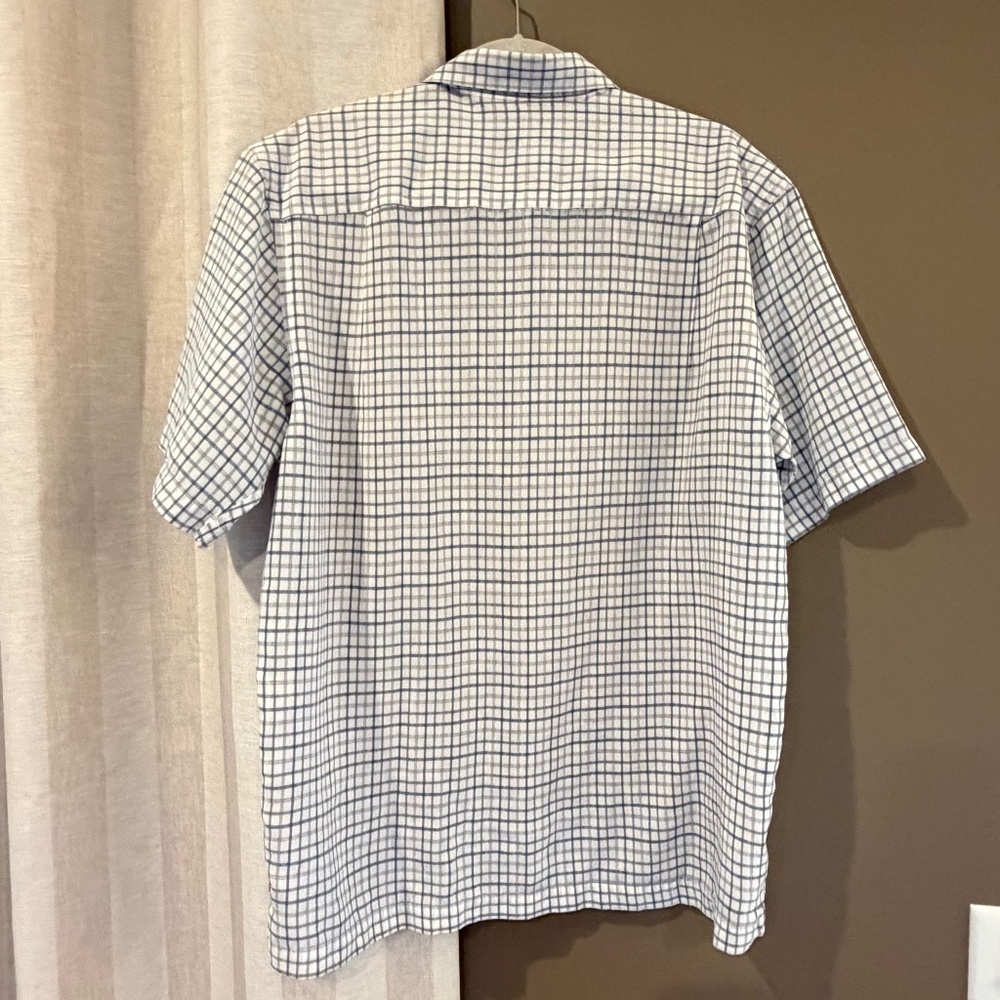 Quicksilver Men's Plaid White Blue & Tan, Sporty, Casual, California, Size Large - Picture 4 of 14